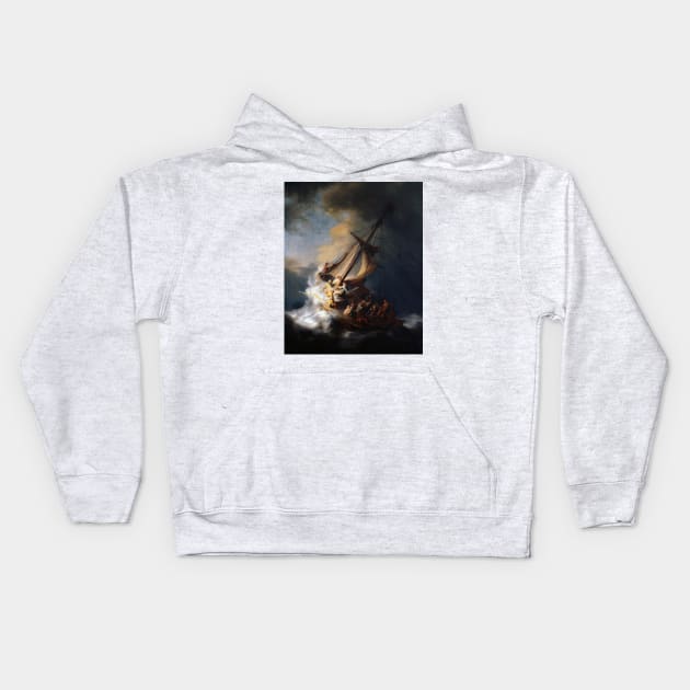 Stolen Painting  The Storm on the Sea of Galilee Kids Hoodie by podartist